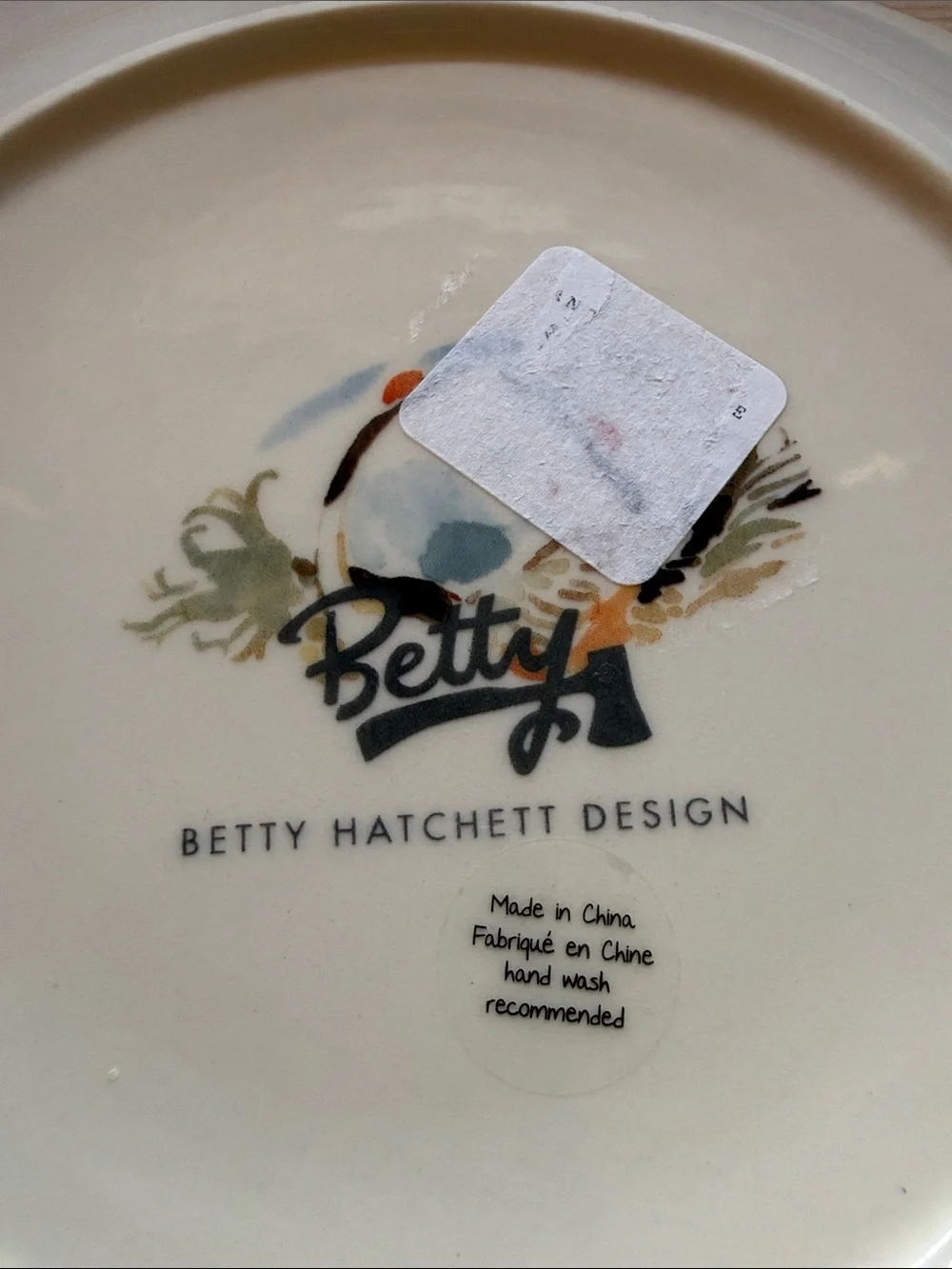 Anthropologie Betty Hatchett Designs Watercolor Bird Plate Blue Crane